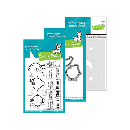 Lawn Fawn Fruitful Friends Stamp, Die & Coloring Stencil Bundle