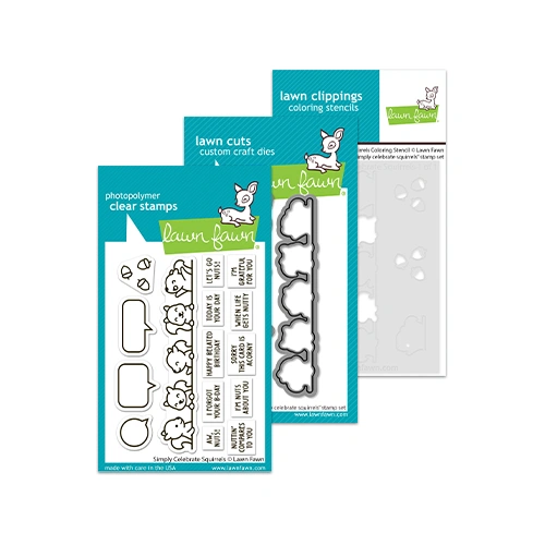 Lawn Fawn Simply Celebrate Squirrels Stamp, Die & Stencil Bundle