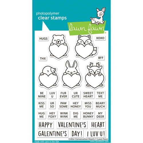 Lawn Fawn Critter Conversation Hearts Stamp