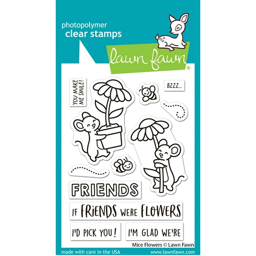 Lawn Fawn Mice Flowers Stamp