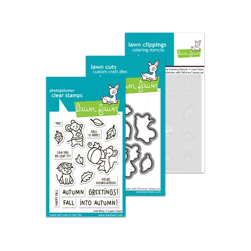 Lawn Fawn Fall Mice Stamp, Die & Stencil Bundle