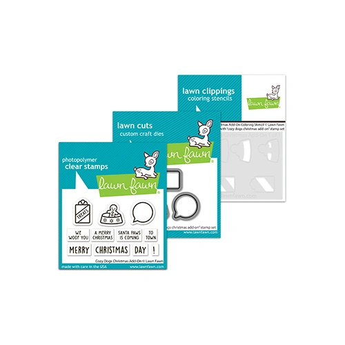 Lawn Fawn Cozy Dogs Christmas Add-On Stamp, Die & Stencil Bundle