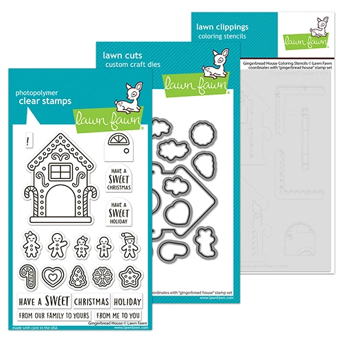 Lawn Fawn Gingerbread House Stamp, Die & Stencil Bundle