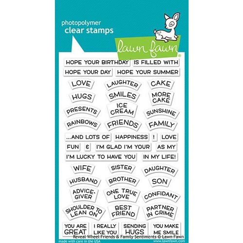 Lawn Fawn Stamp Reveal Wheel Friends and Family Sentiments