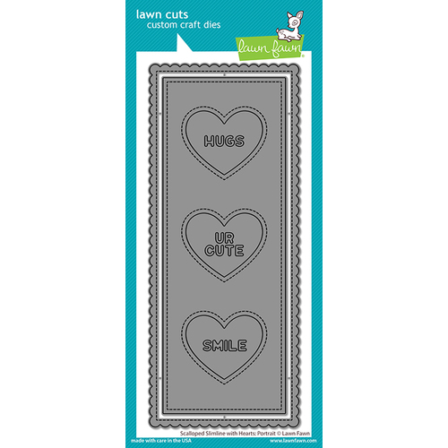 Lawn Fawn Scalloped Slimline with Hearts Portrait Lawn Cuts Die