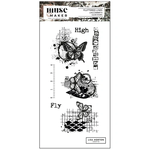 Lisa Horton Muse & Maker DL Clear Stamp Set - Fluttered Lines