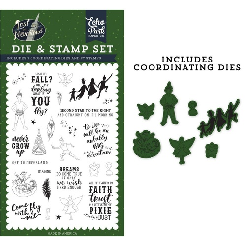 Echo Park Lost in Neverland Stamp & Die Combo Set Never Grow Up