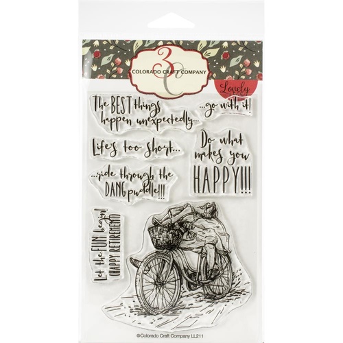 Colorado Craft Company Lovely Legs Stamp Happy Bicycle