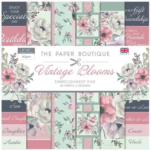 The Paper Boutique Vintage Blooms 8" Embellishments Pad