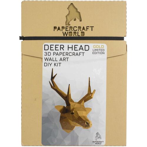 Papercraft World Deer Head Gold 3D Wall Art