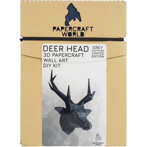 Papercraft World Deer Head Grey Sapphire 3D Wall Art