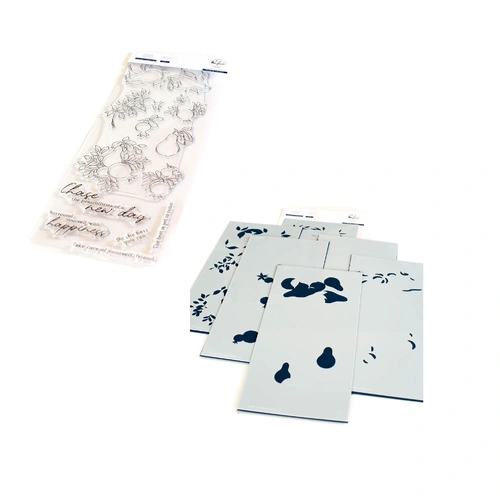 PinkFresh Studio Pears & Pomegranates Stamp & Stencil Bundle