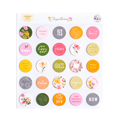 PinkFresh Studio Chrysanthemum Chipboard Flair