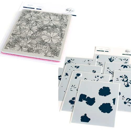 PinkFresh Studio Poppy Mix Stamp & Stencil Bundle