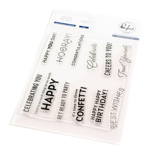 PinkFresh Studio Basic Banners : Celebrate Stamp