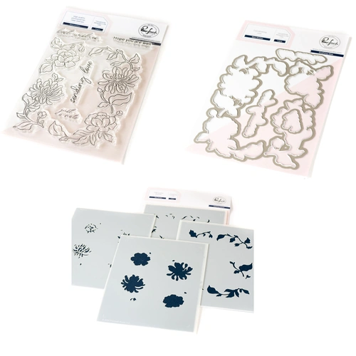 PinkFresh Studio Best Wishes Stamp, Die & Stencil Bundle