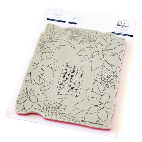 PinkFresh Studio Poinsettia Frame Cling Stamp