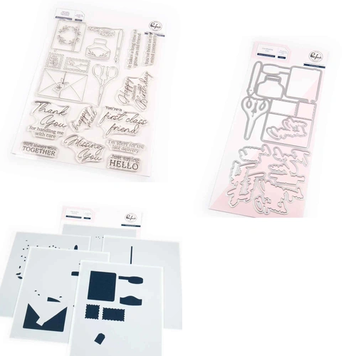 PinkFresh Studio Classic Correspondence Stamp, Die & Stencil Bundle