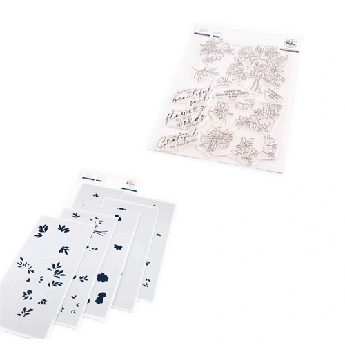 PinkFresh Studio Flowers For The Soul Stamp & Stencil Bundle