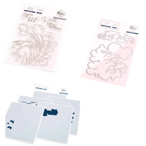 PinkFresh Studio Timeless Tulips Stamp, Die & Stencil Bundle