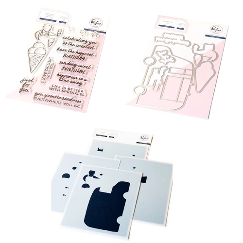 PinkFresh Studio Ice Cream Truck Stamp, Die & Stencil Bundle