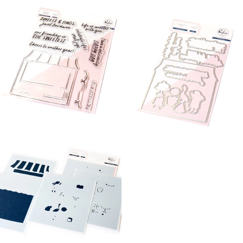 PinkFresh Studio Patisserie Pals Stamp, Die & Stencil Bundle