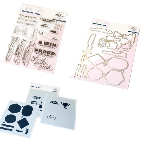 PinkFresh Studio Mark The Moment Stamp, Die & Stencil Bundle