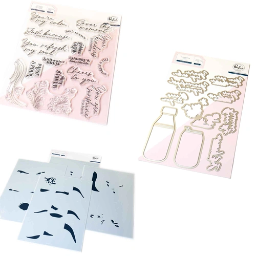 PinkFresh Studio Sippable Scenes Stamp, Die & Stencil Bundle