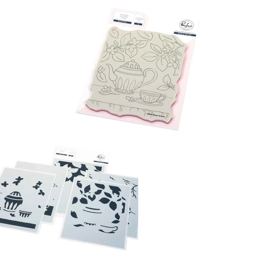 PinkFresh Studio Bloom & Brew Cling Stamp & Stencil Bundle