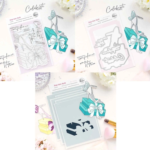 PinkFresh Studio Step Into Style Stamp, Die & Stencil