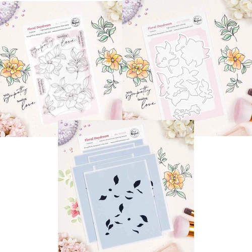 PinkFresh Studio Floral Daydream Stamp, Die & Stencil Bundle