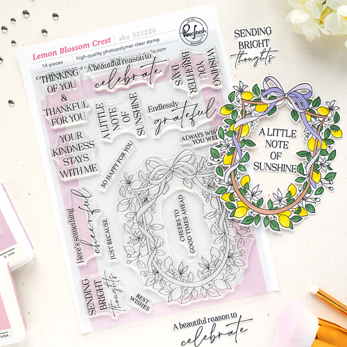 PinkFresh Studio Lemon Blossom Crest Stamp