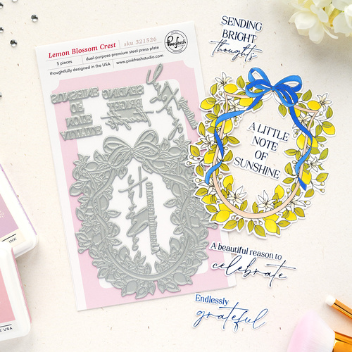 PinkFresh Studio Lemon Blossom Crest Press Plate