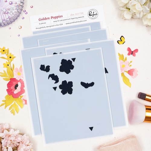 PinkFresh Studio Golden Poppies Stencil