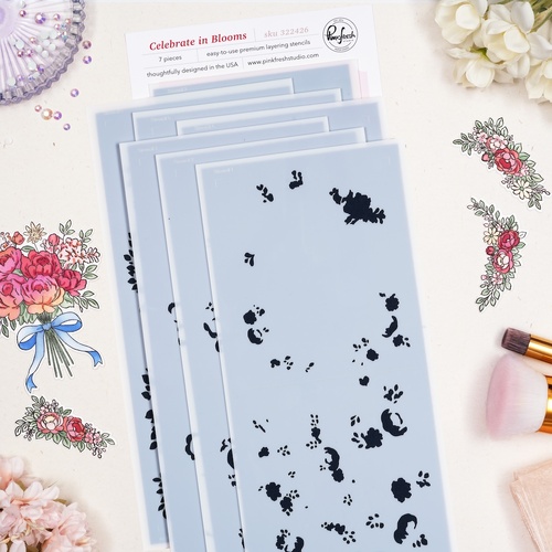 PinkFresh Studio Celebrate In Blooms Stencil