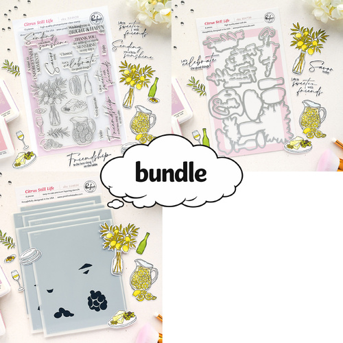 PinkFresh Studio Citrus Still Life Stamp, Die & Stencil Bundle