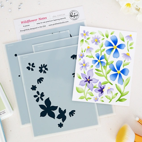 PinkFresh Studio Wildflower Notes Stencil