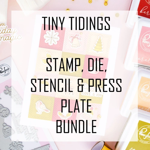 PinkFresh Studio Tiny Tidings Stamp, Die, Stencil & Press Plate Bundle