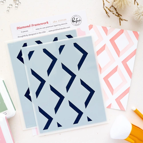 PinkFresh Studio Diamond Framework Stencil