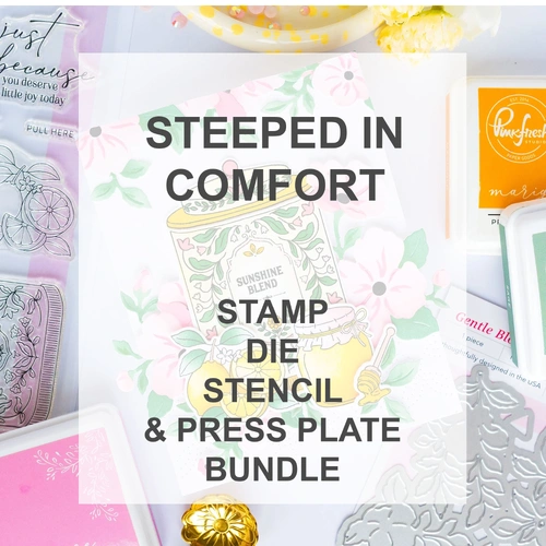 PinkFresh Studio Steeped In Comfort Stamp, Die, Stencil & Press Plate Bundle