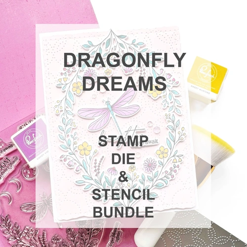 PinkFresh Studio Dragonfly Dreams Stamp, Die & Stencil Bundle