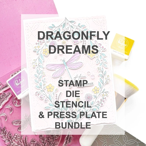 PinkFresh Studio Dragonfly Dreams Stamp, Die, Stencil & Press Plate Bundle