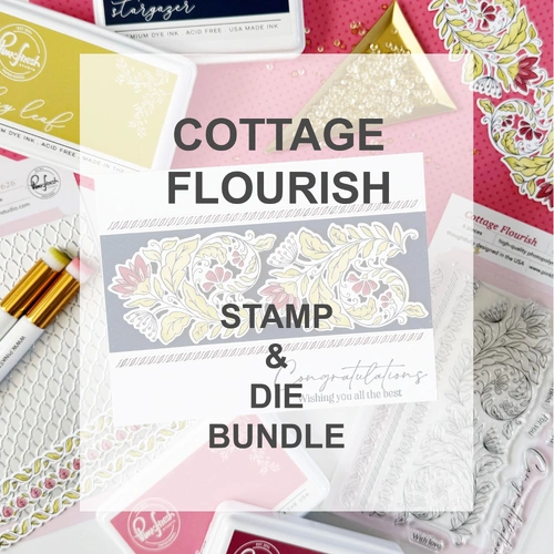 PinkFresh Studio Cottage Flourish Stamp & Die Bundle
