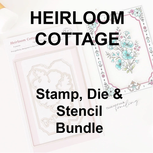 PinkFresh Studio Heirloom Cottage Stamp, Die & Stencil Bundle