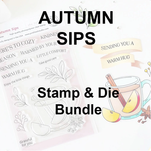 PinkFresh Studio Autumn Sips Stamp & Die Bundle
