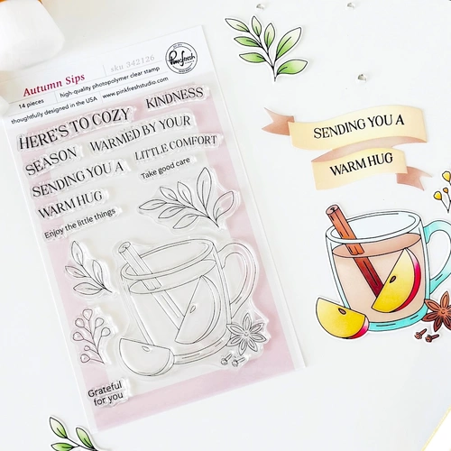 PinkFresh Studio Autumn Sips Stamp