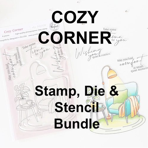 PinkFresh Studio Cozy Corner Stamp, Die & Stencil Bundle