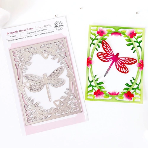 PinkFresh Studio Dragonfly Floral Frame Coverplate Die