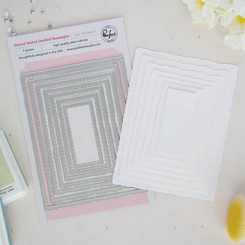 PinkFresh Studio Dotted Nested Deckled Rectangles Die