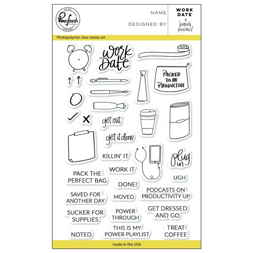 PinkFresh Studio Clear Stamp Work Date 